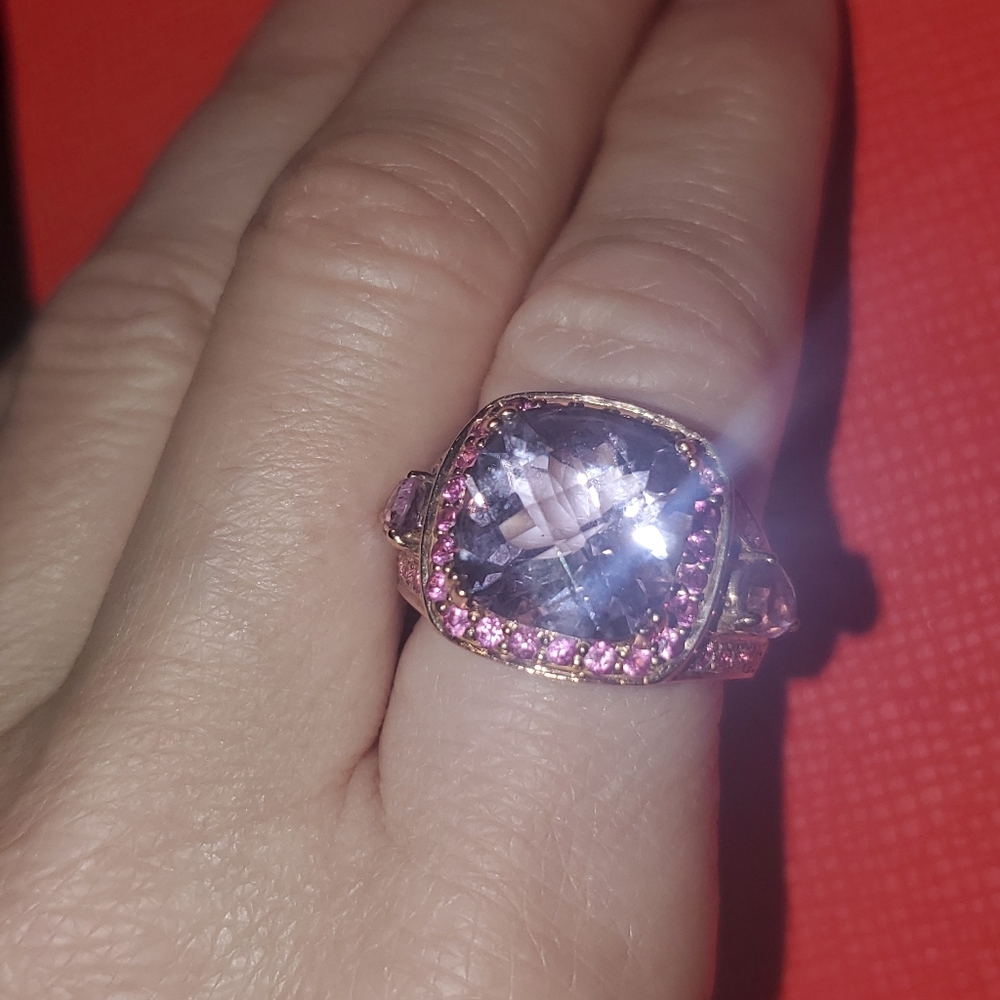 Le Vian 14k RG Rose de France & pink Sapphire ring